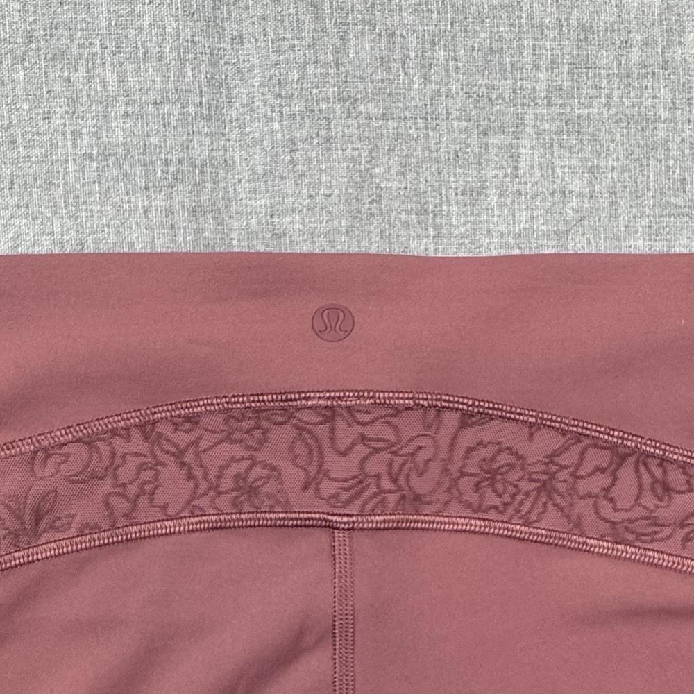 Lululemon Inspire Crop II Pants Womens 10 Pink Ankle Leggings Floral Mesh Yoga - Picture 3 of 11